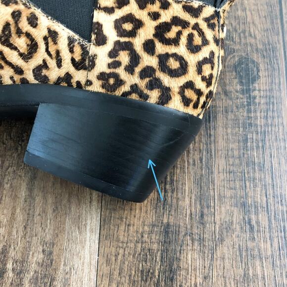 Cole Haan Leopard Print Ankle Boot Bold Neutral Dyed Calf Hair Size 5.5 Brown - Picture 8 of 15